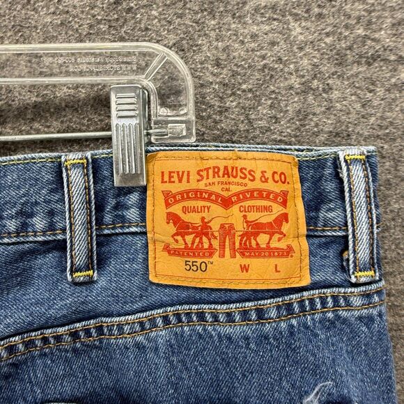 Levi's Jeans Men 46*32 Blue Denim Medium Wash High Rise 550 Straight Pockets - Picture 6 of 8